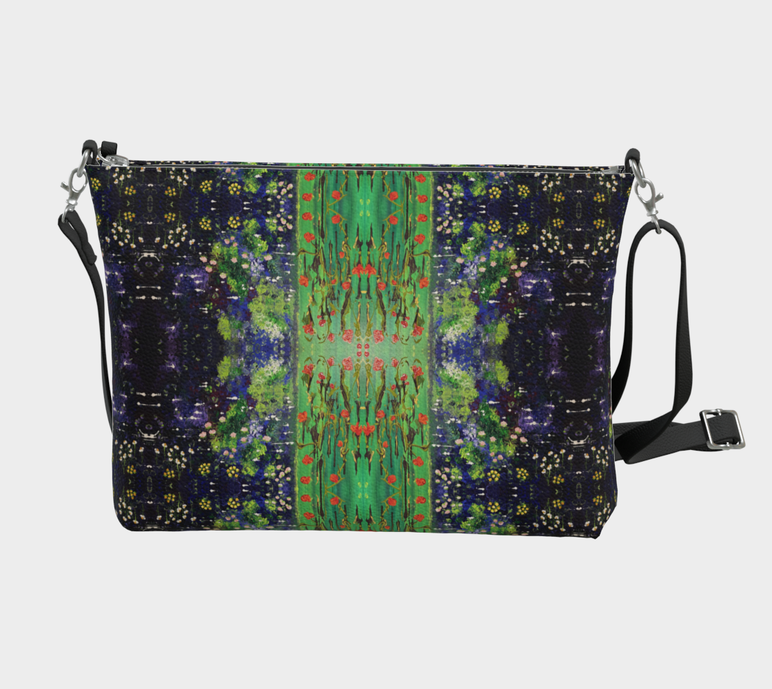 "Norther"Summer by Monty's Marsh"  Vegan Leather Crossbody Purse (Purple, Green)