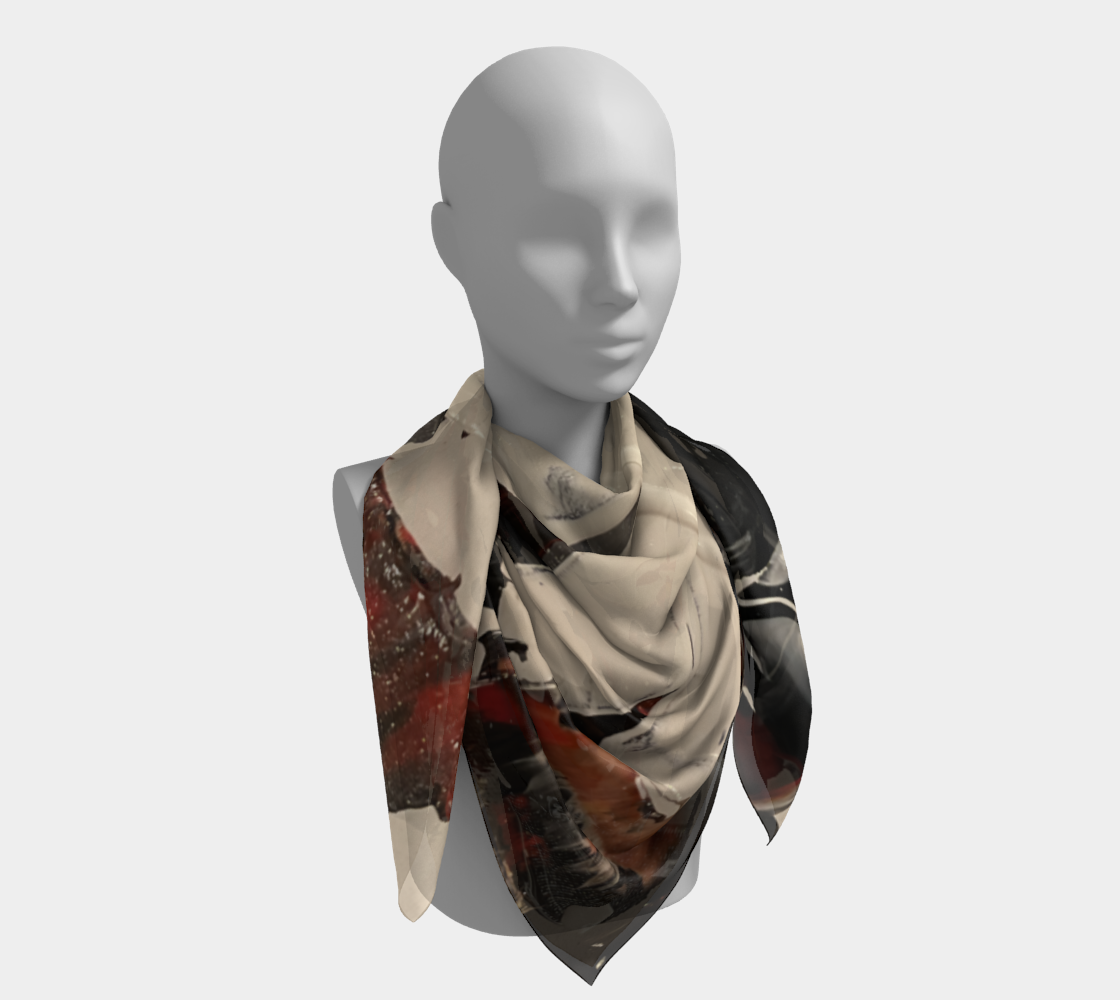 "If We Can See It" Square Scarf (Black, Beige, Orange)