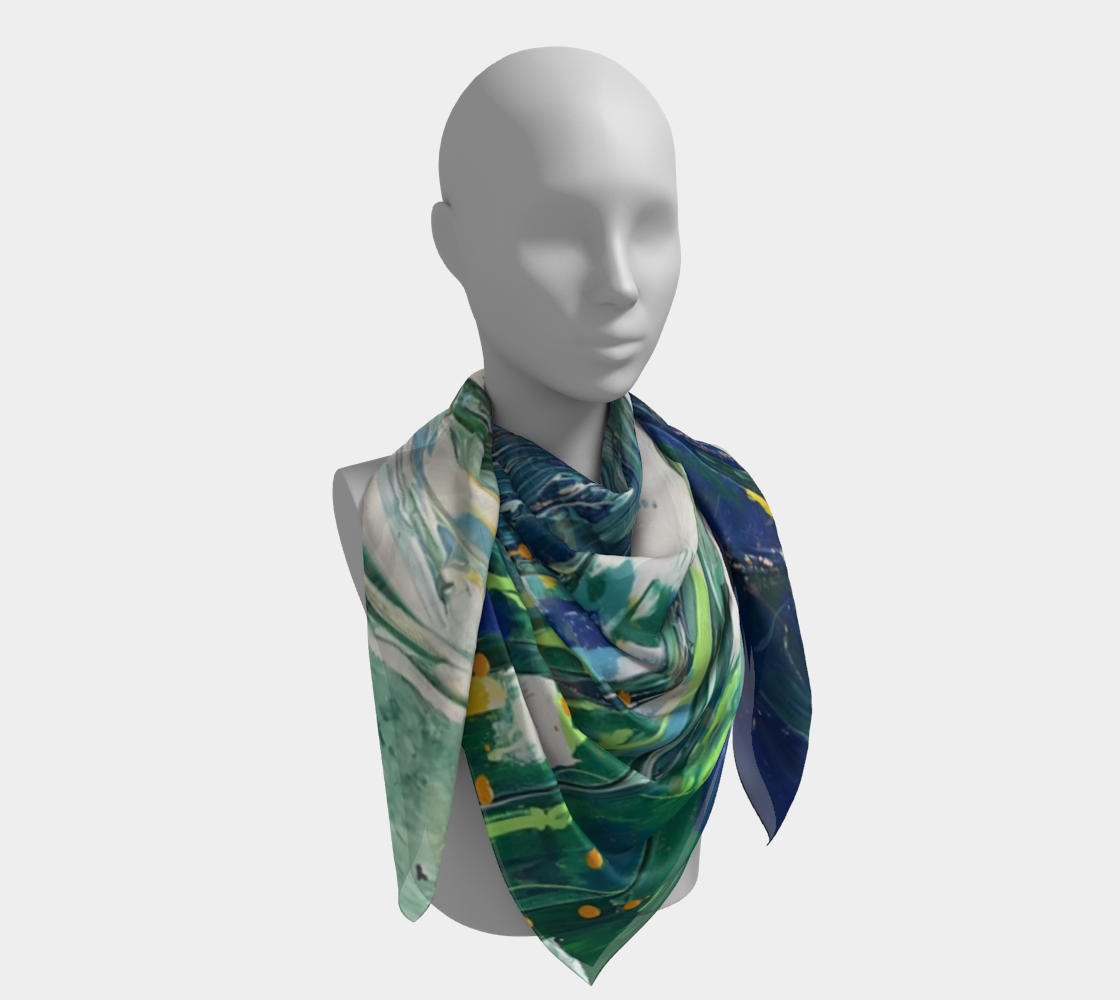 "By Monty's Marsh" Square Scarf (Green, Blue, White)