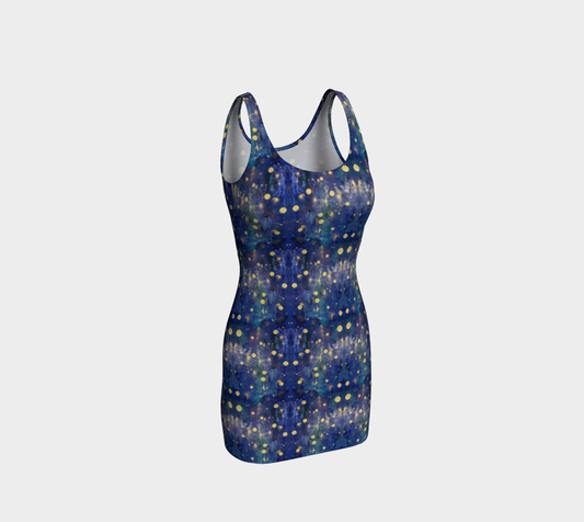 "Advent Blue" Bodycon Dress (Blue, Gold)