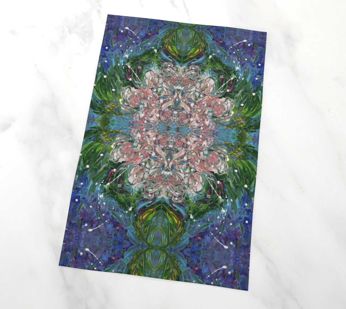"Anniversary Flowers" Tea Towel (Pink, Blue, Green)