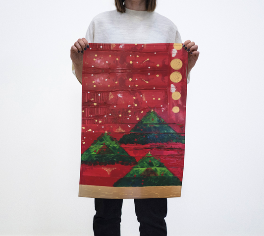 "Christmas Trees" Tea Towel (Green, Red)