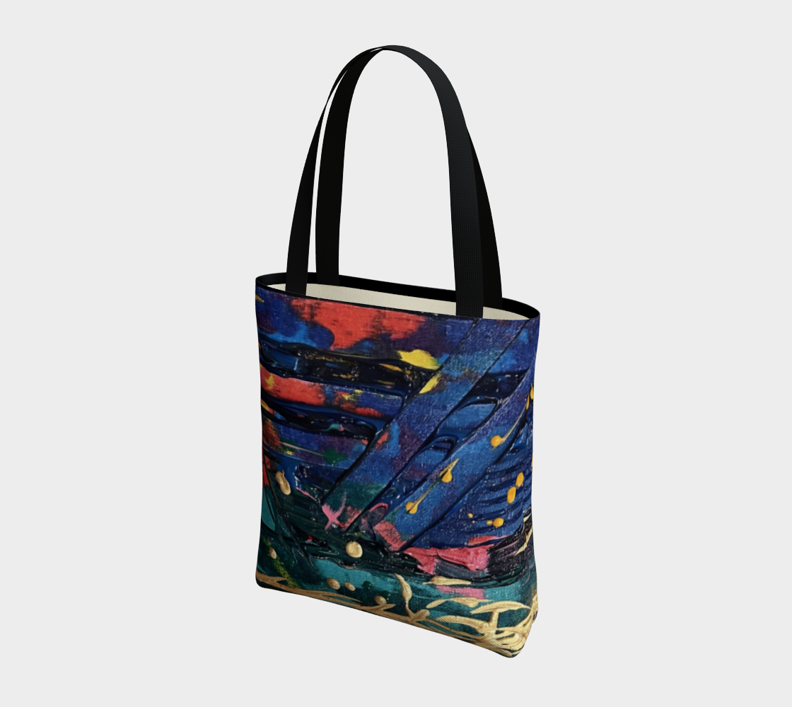 "Living Colours of Renison" Tote (Blue, Red, Green, Yellow)