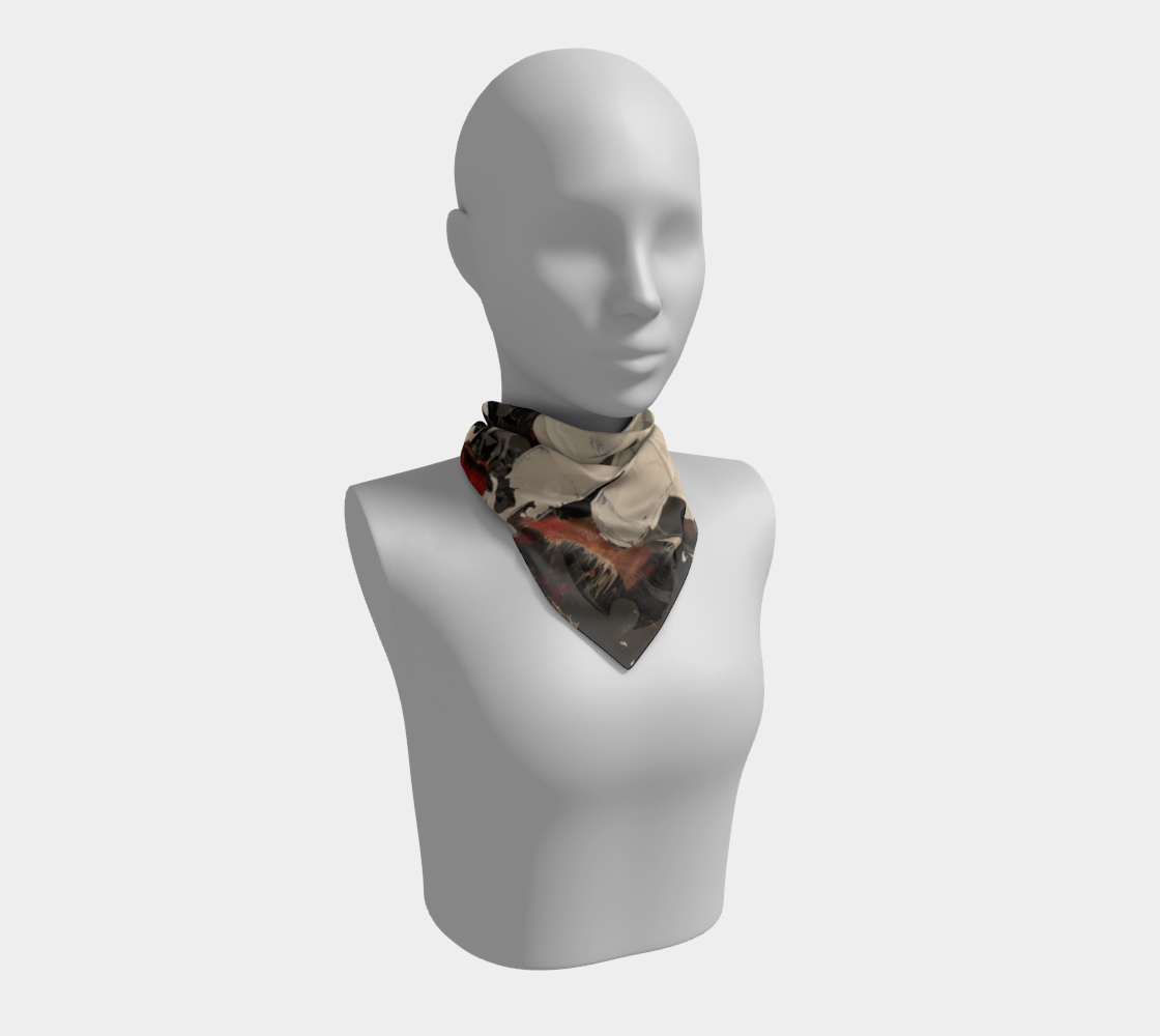 "If We Can See It" Square Scarf (Black, Beige, Orange)