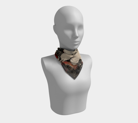 "If We Can See It" Square Scarf (Black, Beige, Orange)