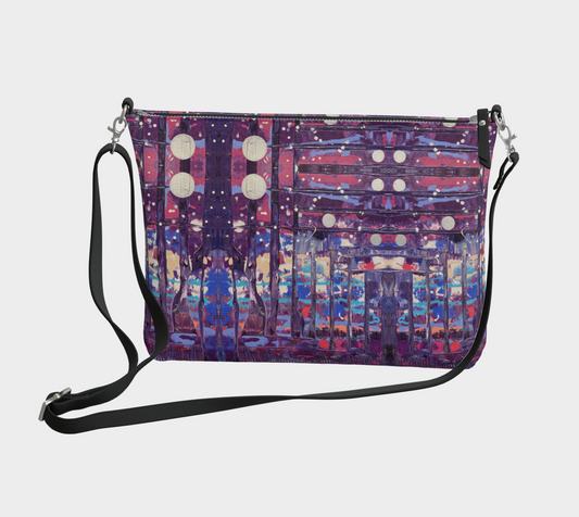 1972"" Vegan Crossbody Purse  (Pink, Purple)
