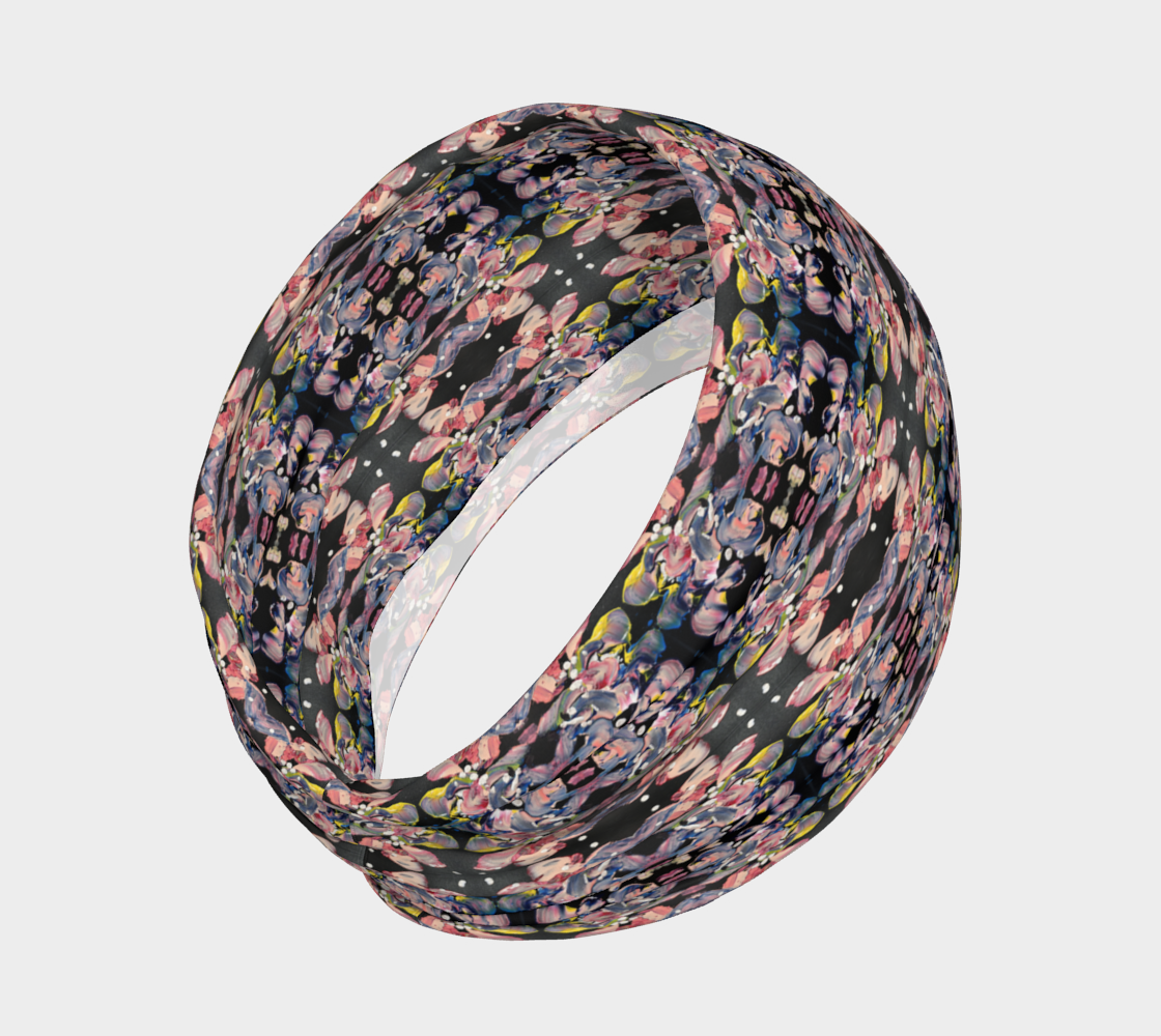 "Grace in Orchid Petals" Headband #3 (Black, Pink, Yellow)