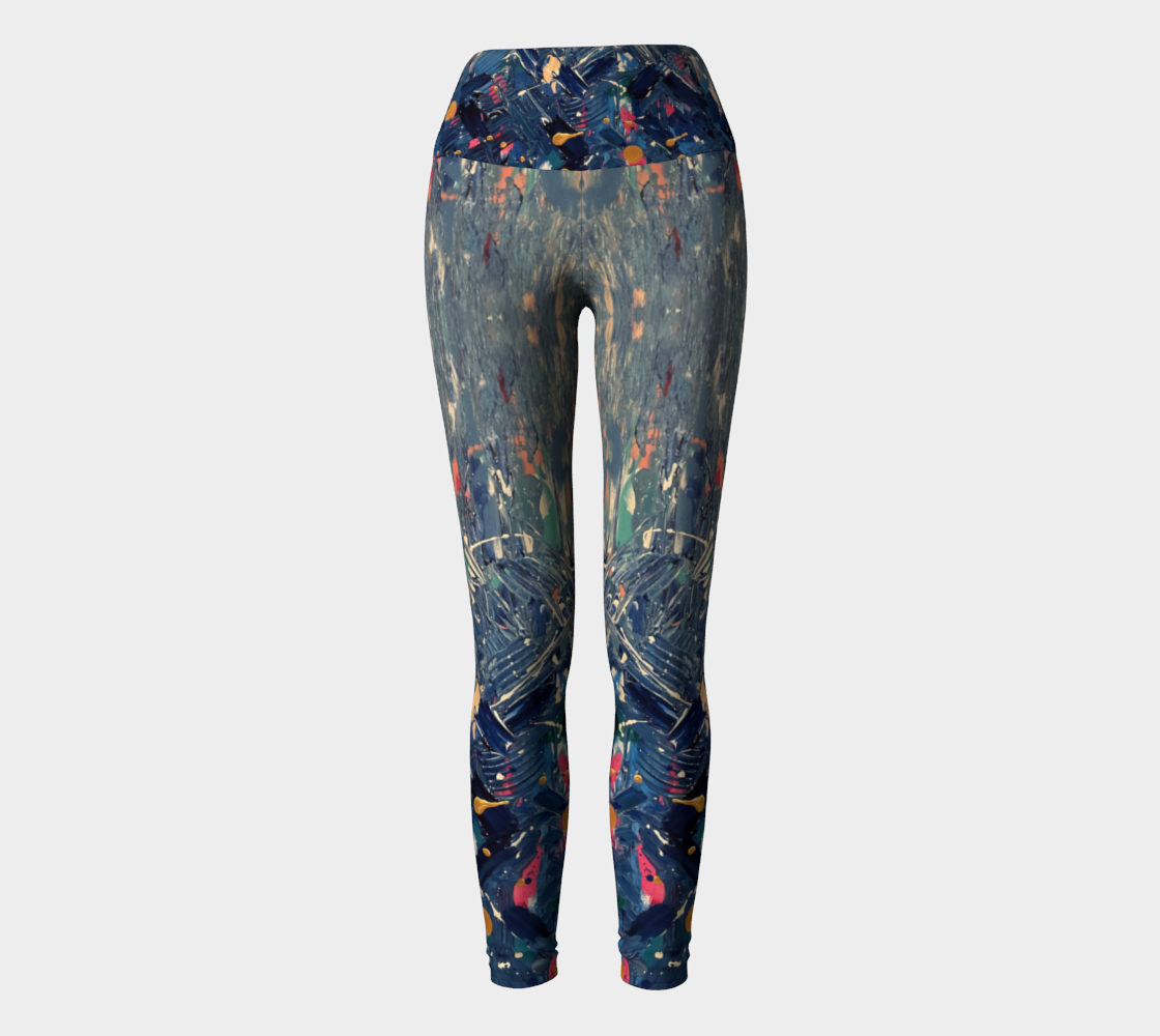 "Blue Mountain" Yoga Leggings (Blue, Pink)