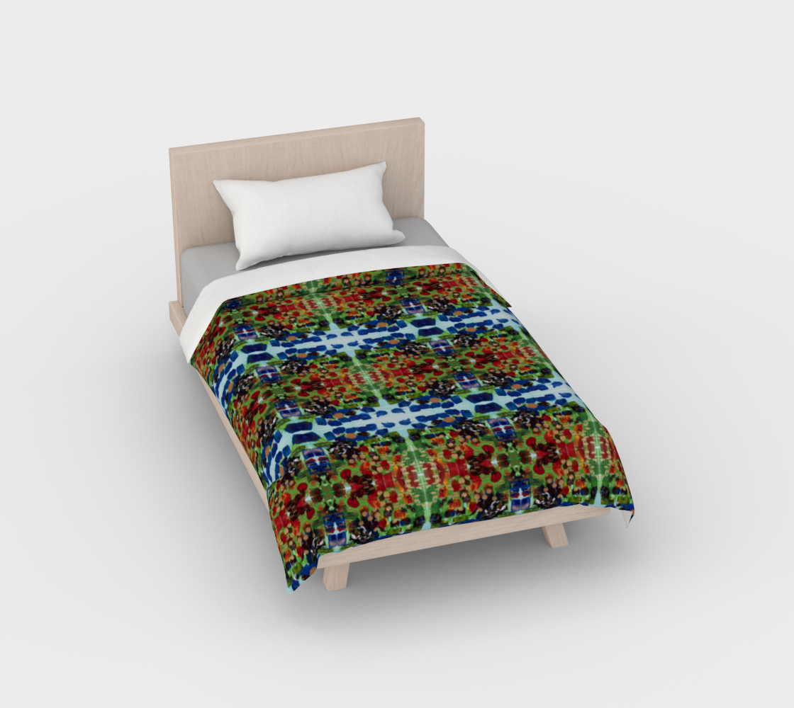 ”Fall Garden” Duvet Cover #2 (Green, Blue, Red)