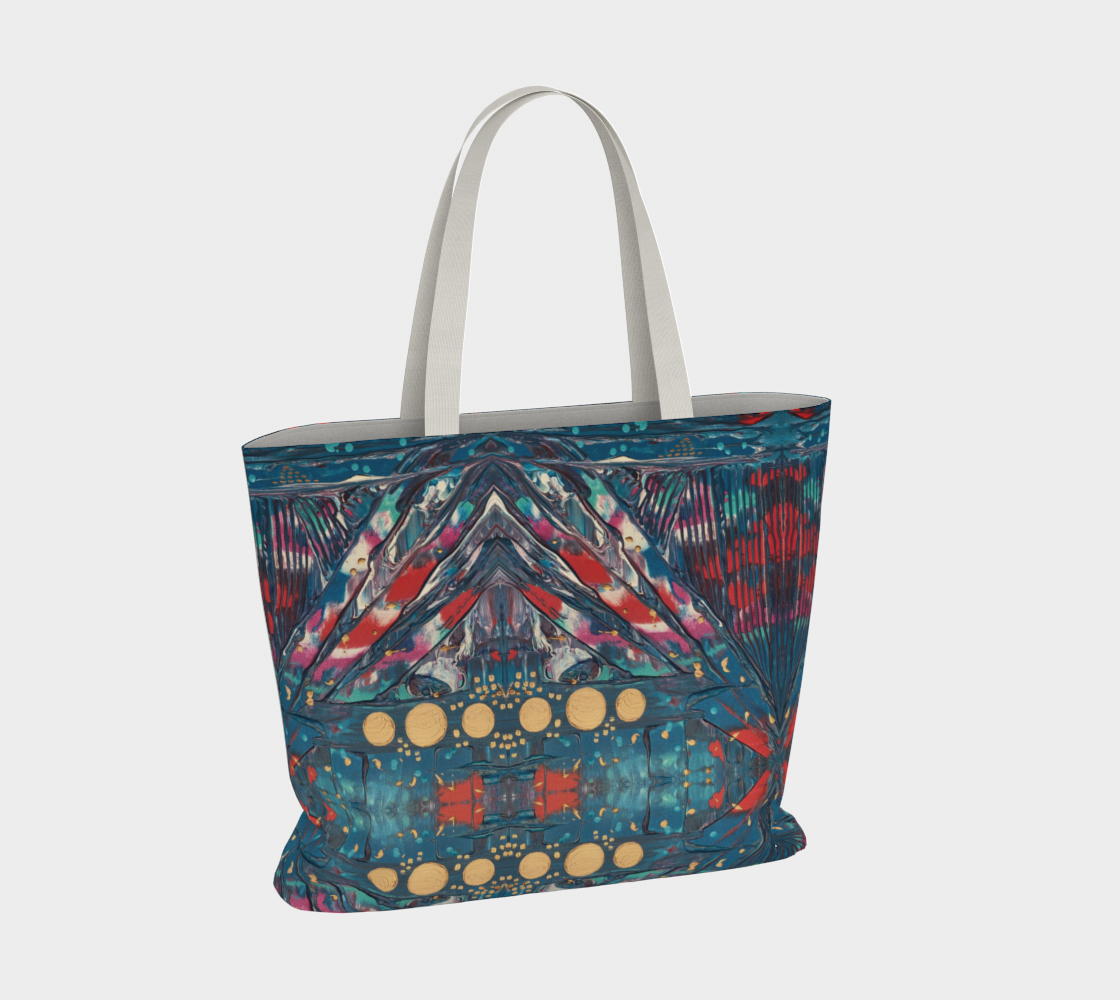 "Awakening" Large Tote (Turquoise, Red, Gold)