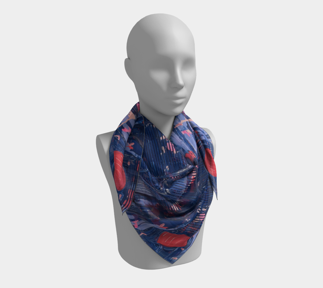 "Joy" Square Scarf (Blue, Pink)