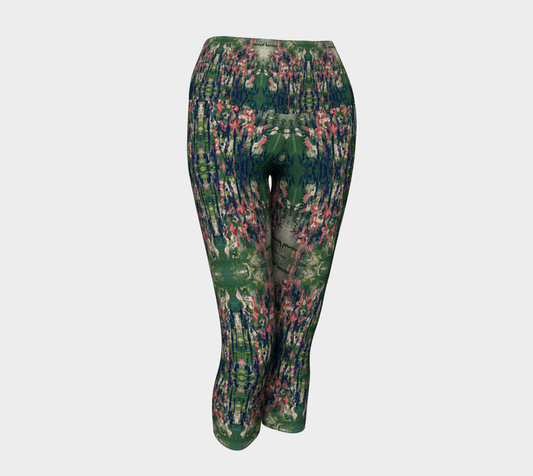 "Marsh Flowers" Yoga Capris (Green, Blue, Pink)