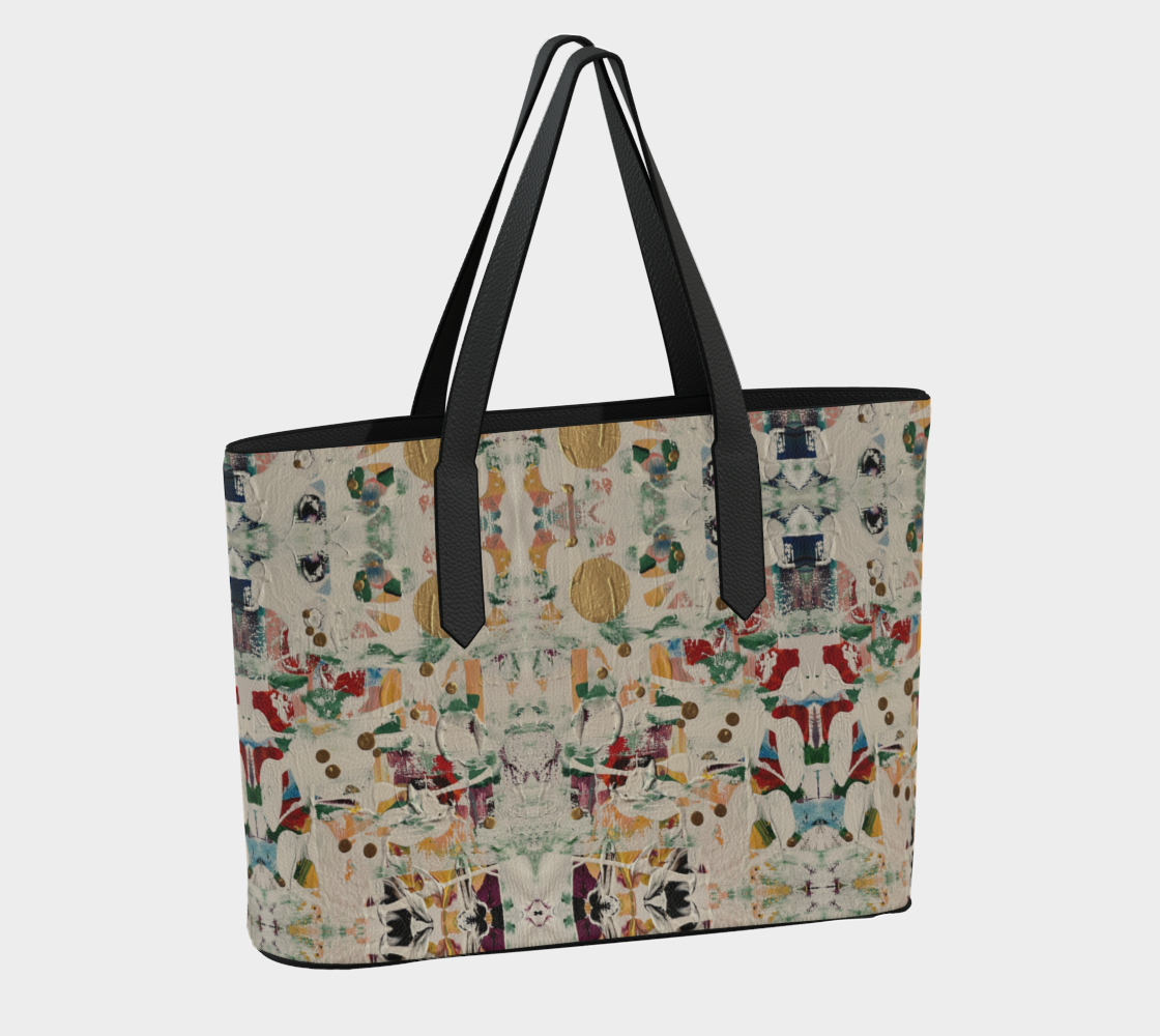 “Colours of Ice” Vegan Leather Tote Bag (Beige, Multi)