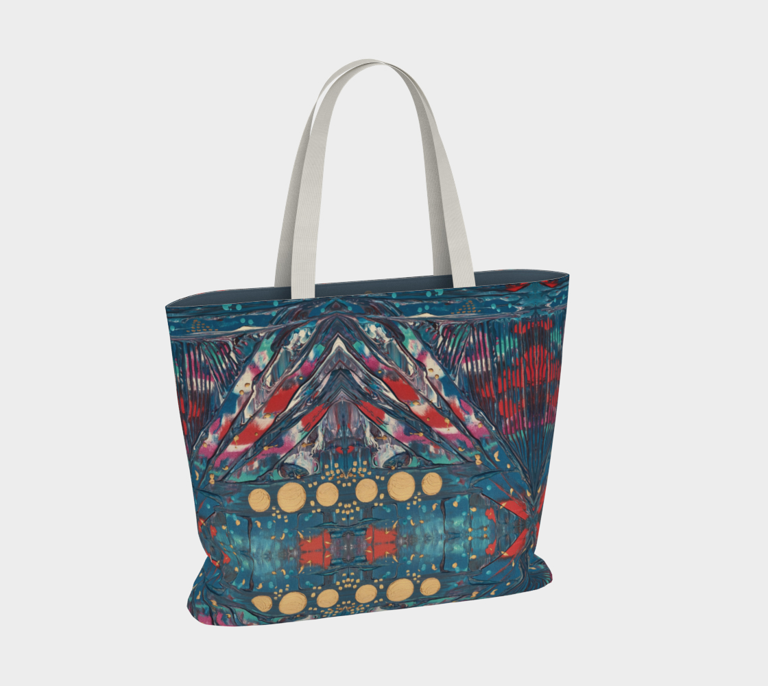 "Awakening" Large Tote (Turquoise, Red, Gold)