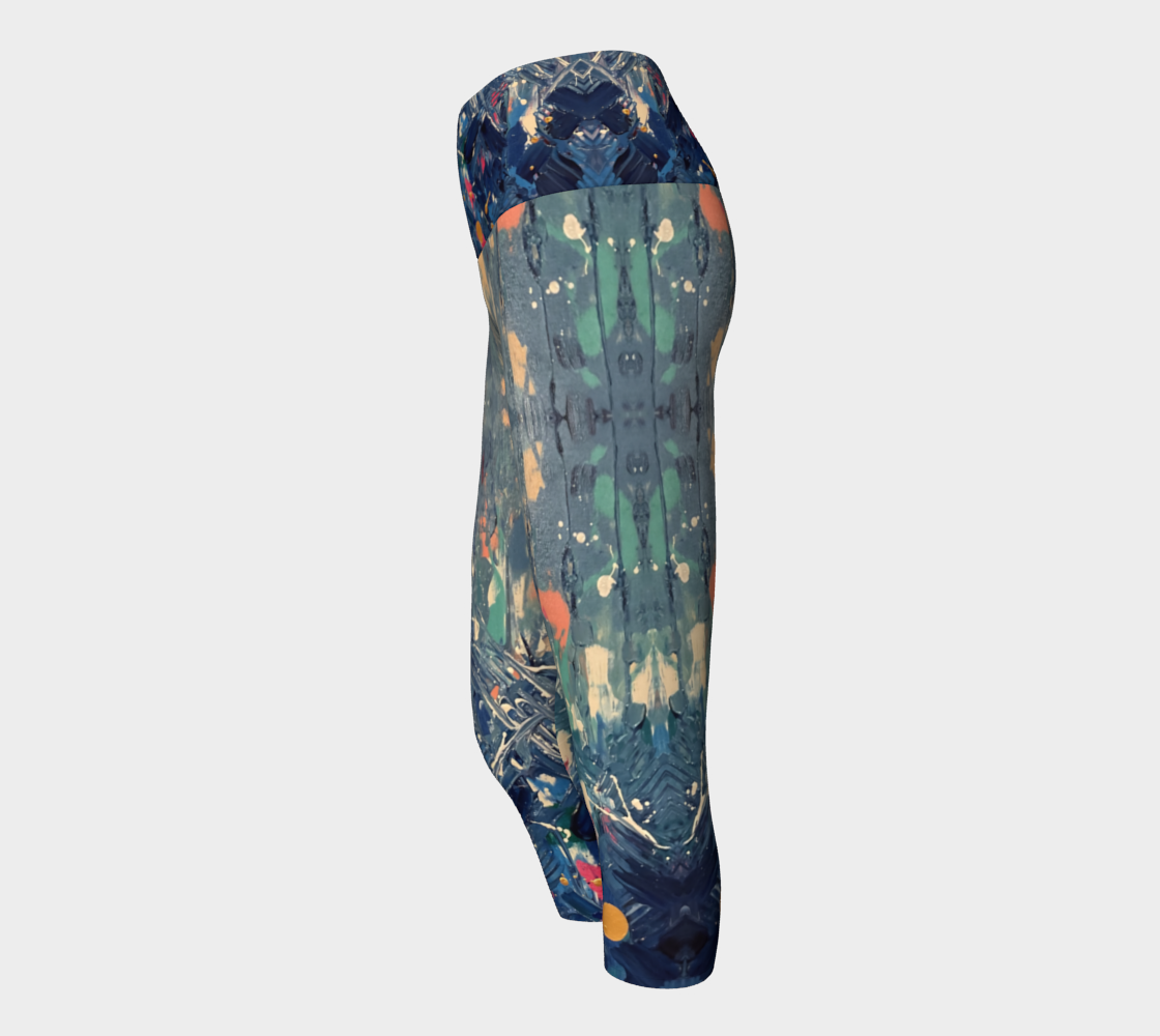 "Blue Mountain" Yoga Capris (Blue, Pink)