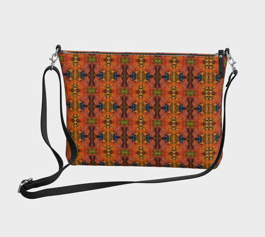 "ICU" Vegan Leather Crossbody Purse (Orange)