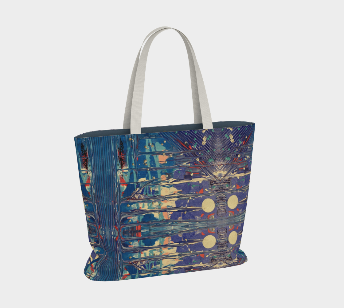 "Pacific Sky" Large Tote (Blue, Aqua, Silver)