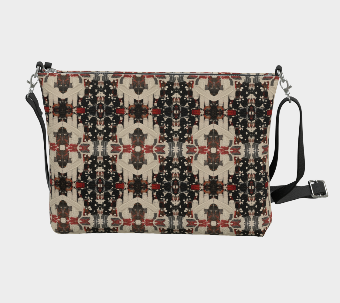 “If We Can See It” Vegan Leather Crossbody #2 (Black, White, Orange)