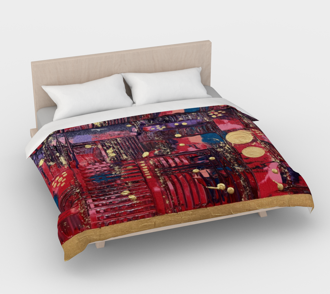 ”Longing for Peace Patchwork” Duvet Cover (Red, Purple, Gold)
