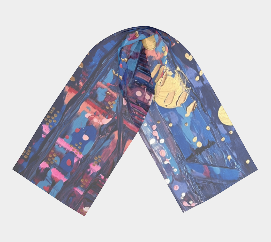 "Rain Day" Long Scarf (Blue, Purple, Pink)