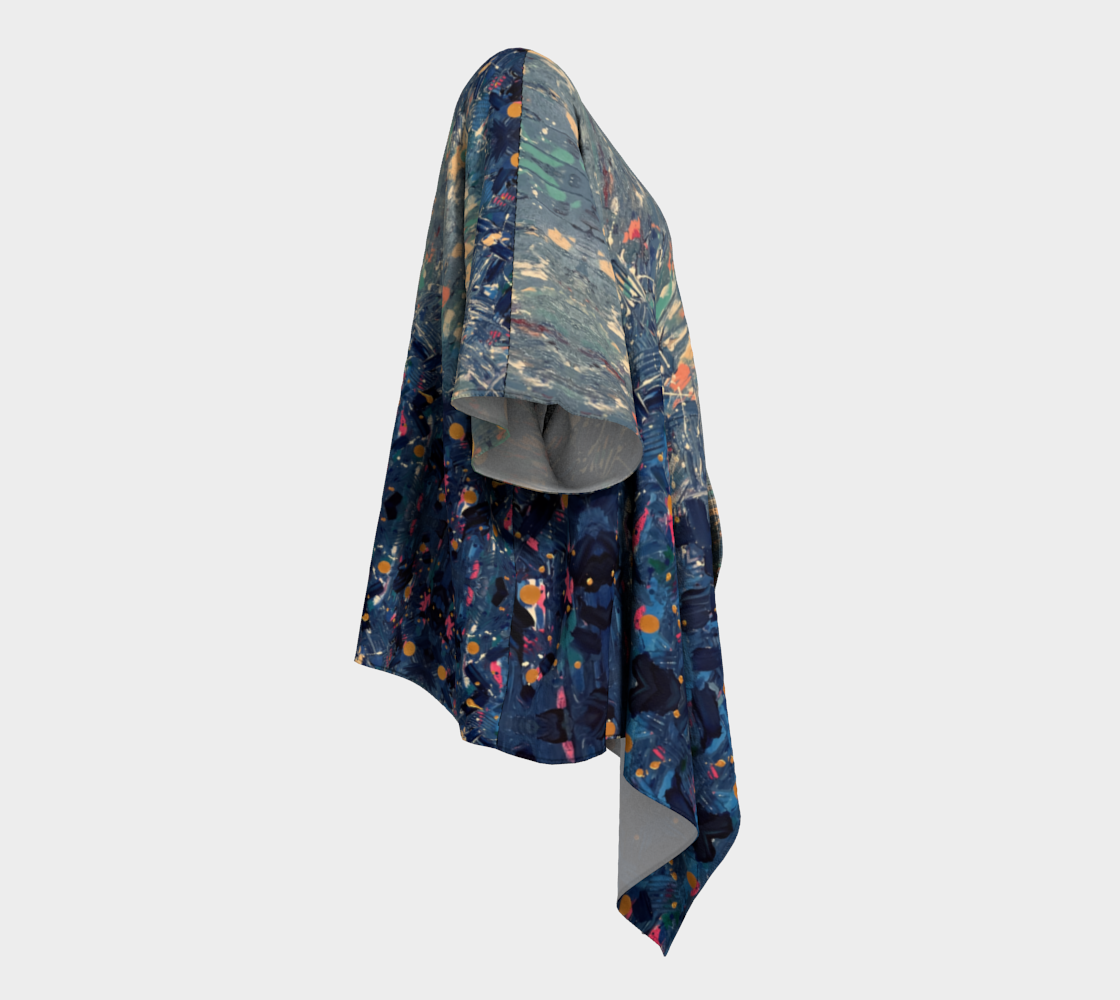 "Blue Mountain" Draped Kimono (Blue, Pink)