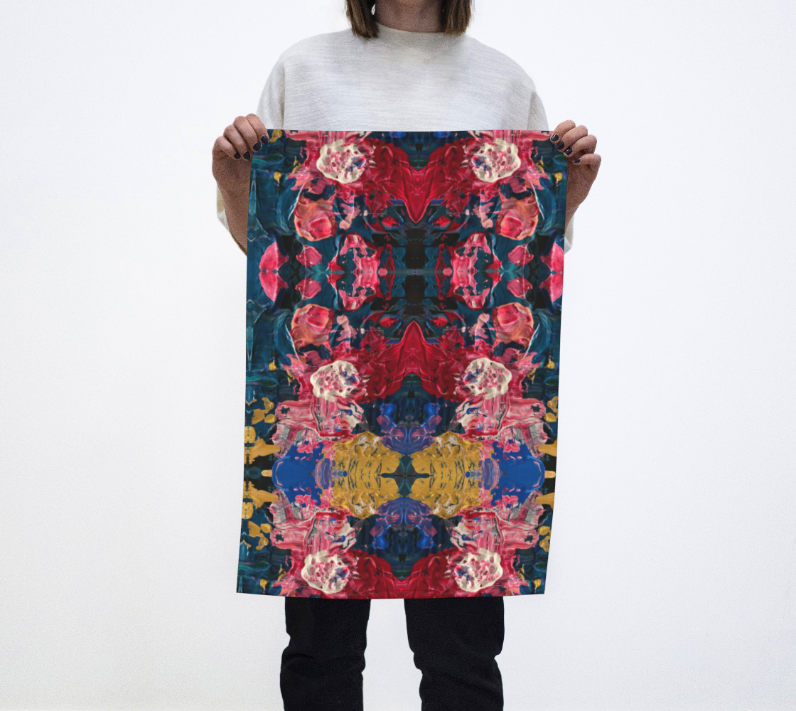 "Wild Carnations" Tea Towel (Pink, Blue)