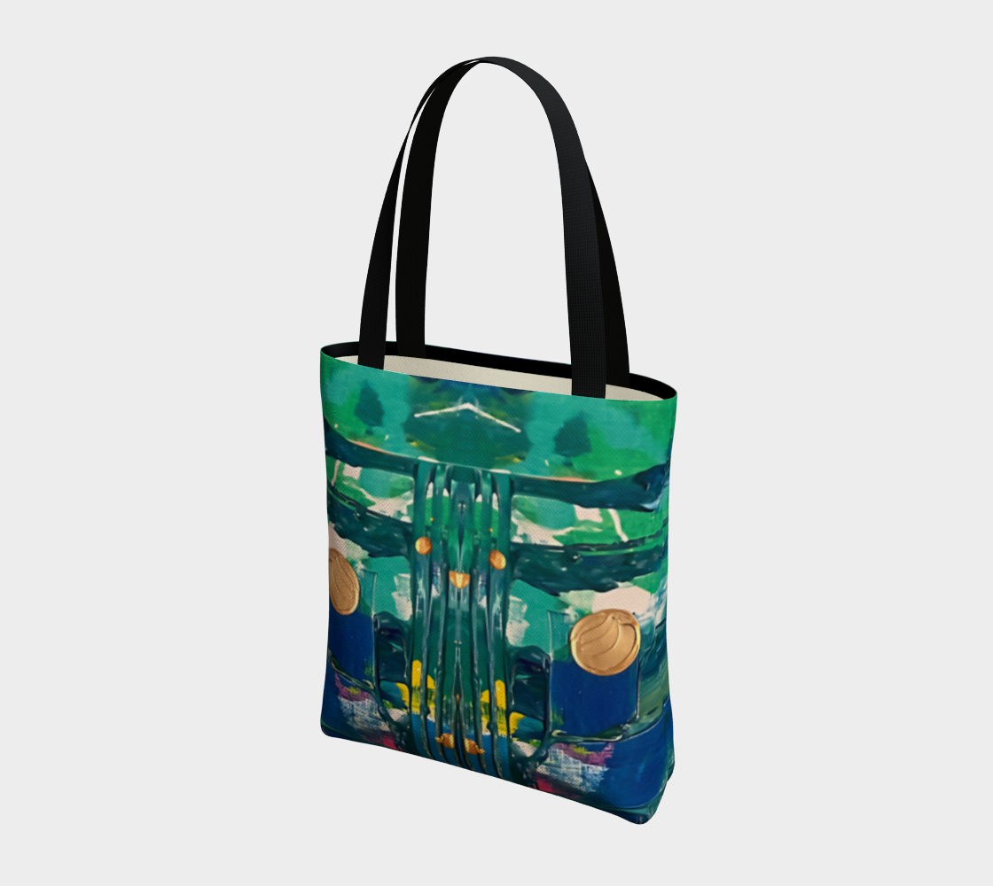 "Water Lilies" Tote (Aqua, Green, Blue)