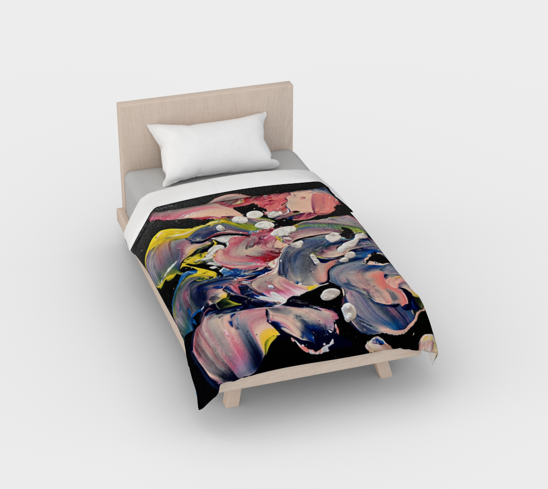 "Grace in Orchid Petals" Duvet Cover (Black, Pink, Yellow)