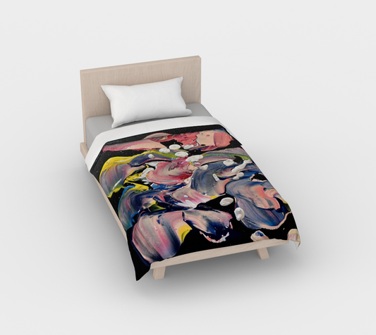 "Grace in Orchid Petals" Duvet Cover (Black, Pink, Yellow)