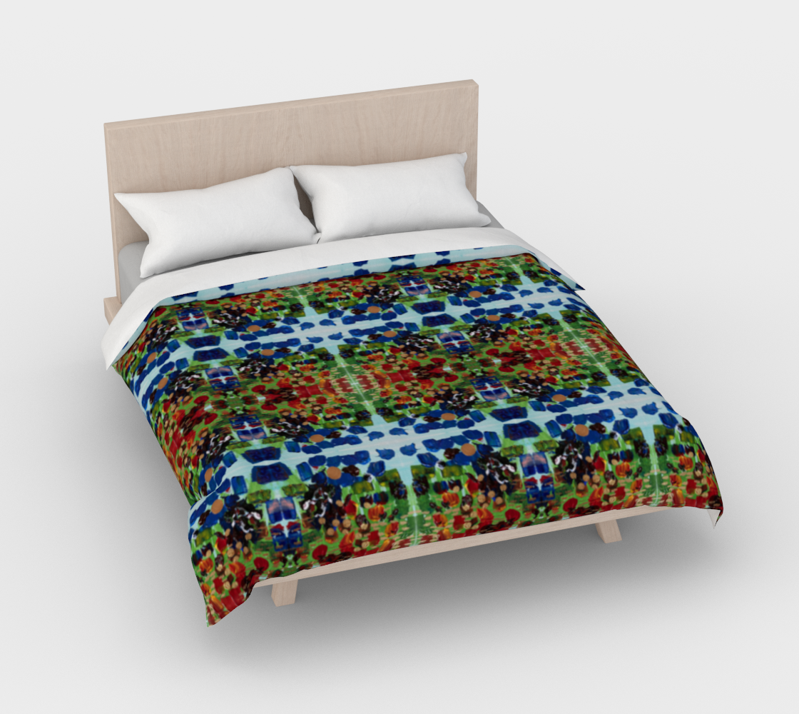 ”Fall Garden” Duvet Cover #2 (Green, Blue, Red)
