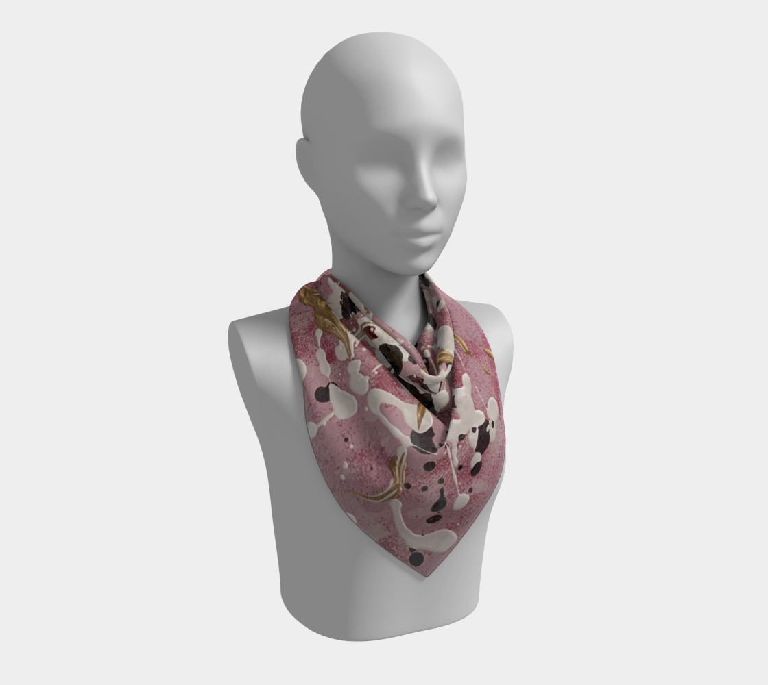 "Cherry Blossom" Square Scarf (Pink, White)