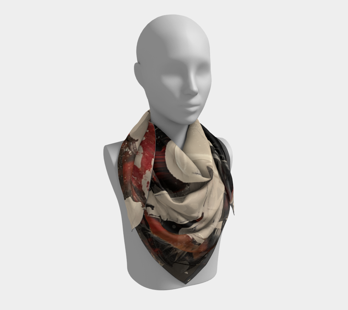 "If We Can See It" Square Scarf (Black, Beige, Orange)