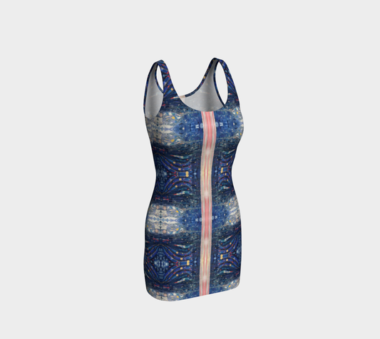 "Blue Sky" Bodycon Dress (Blue, Pink)