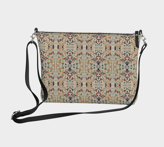 “Colours of Ice” Vegan Leather Crossbody Purse (Beige, Multi)