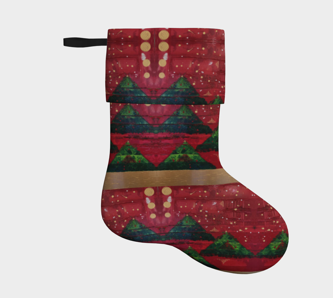 "Winter Primitive" Christmas Stocking (Red, Green)
