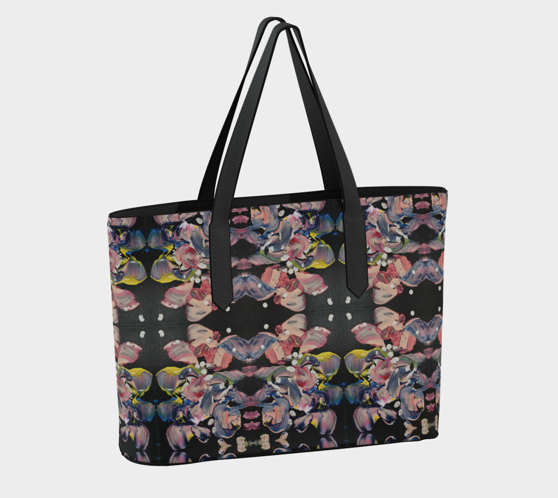 “Grace in Orchid Petals” Vegan Tote #2 (Black, Pink)