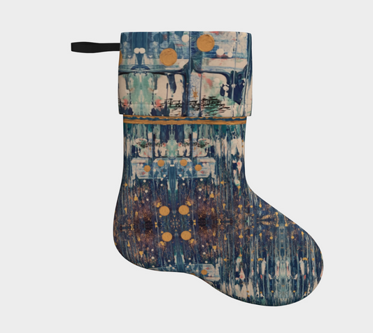 "Silent Night"  Christmas Stocking  (Blue, Gold)