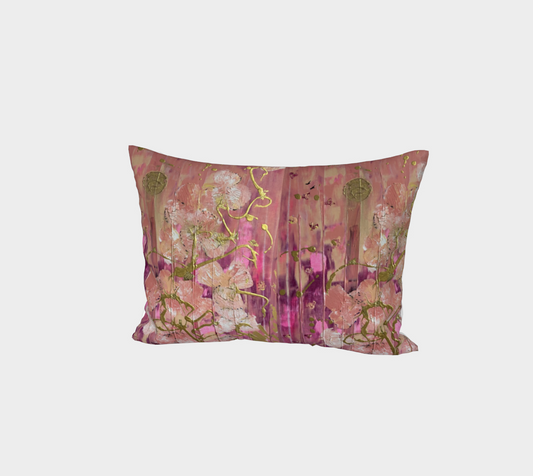 "Seeding Hope" Bed Pillow Sham (Pink, Gold)