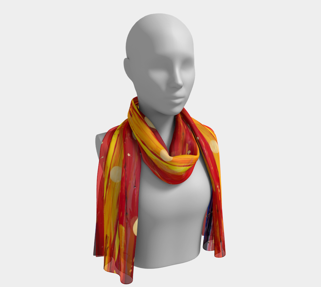 "View from the Red Planet" Long Scarf (Red, Orange, Purple)