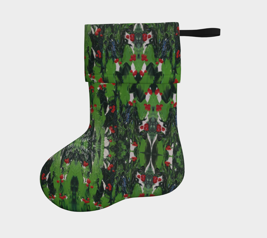 "Holly and the Ivy" Christmas Stocking  (Green, Red)