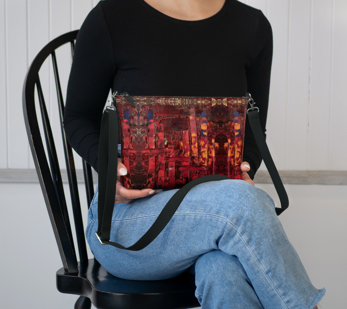 "Lenten Red" Vegan Leather Crossbody Purse (Red)