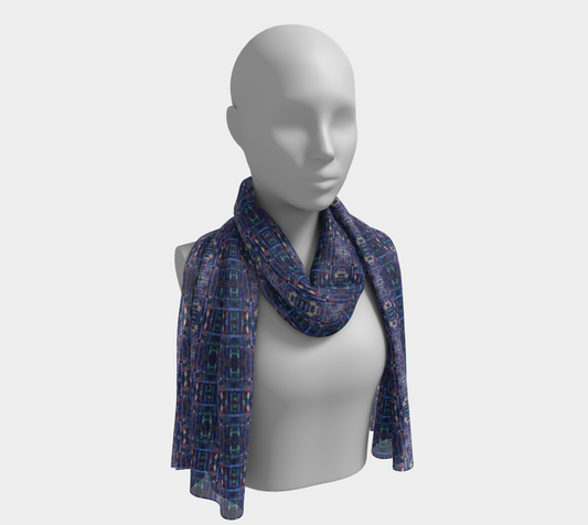 "Water" Long Scarf (Blue)