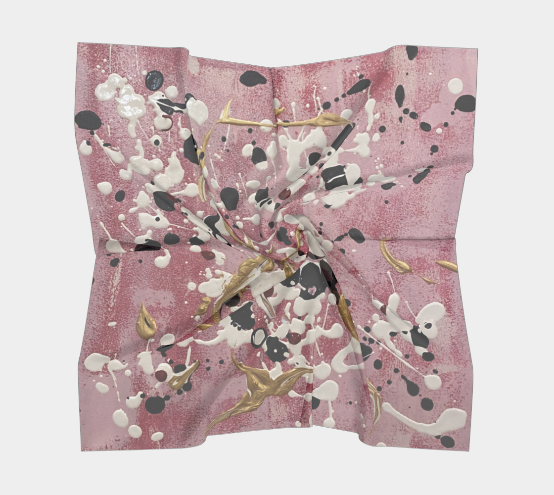 "Cherry Blossom" Square Scarf (Pink, White)