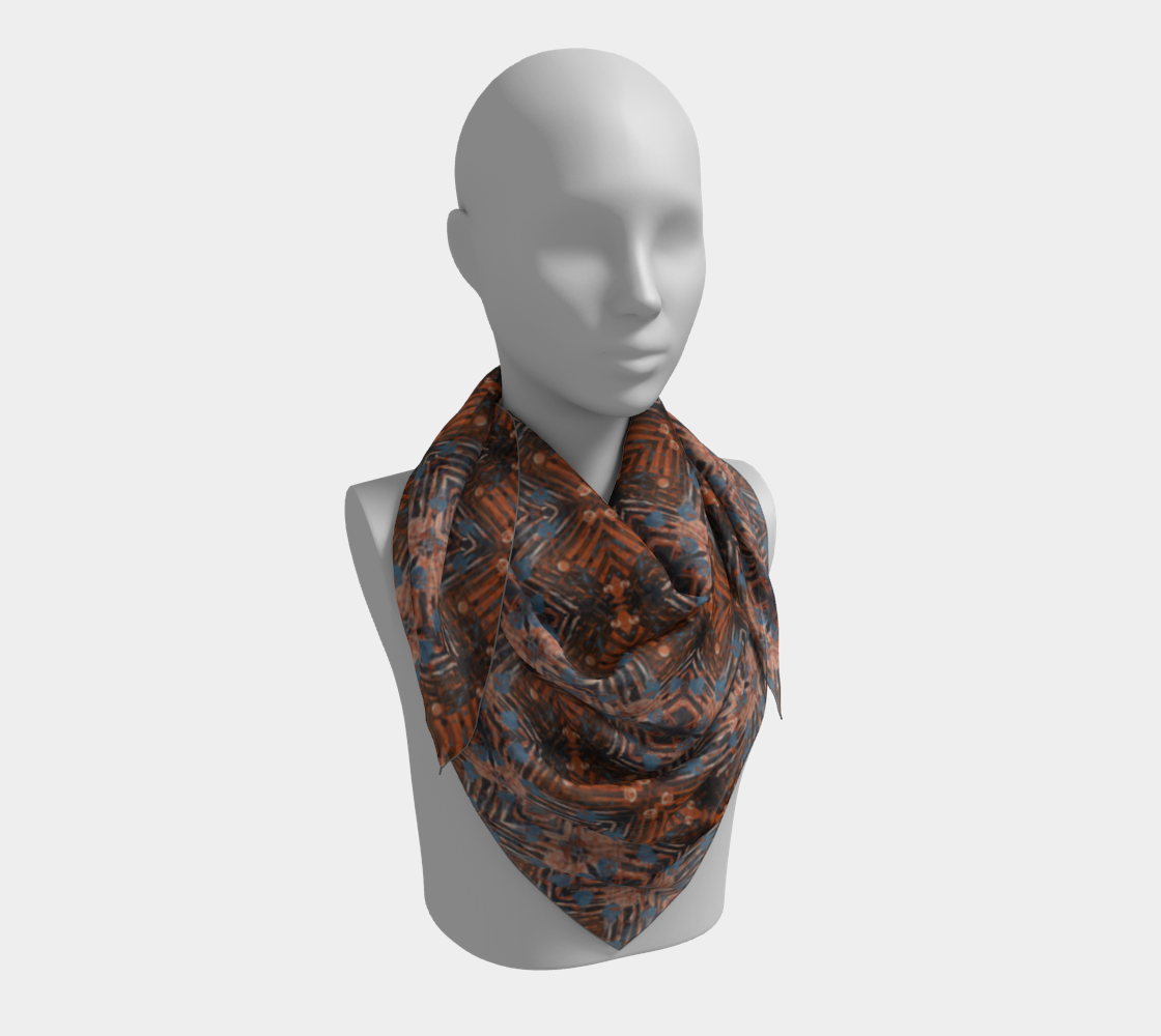 "Family Geometry"  Square Scarf (Blue, Orange)