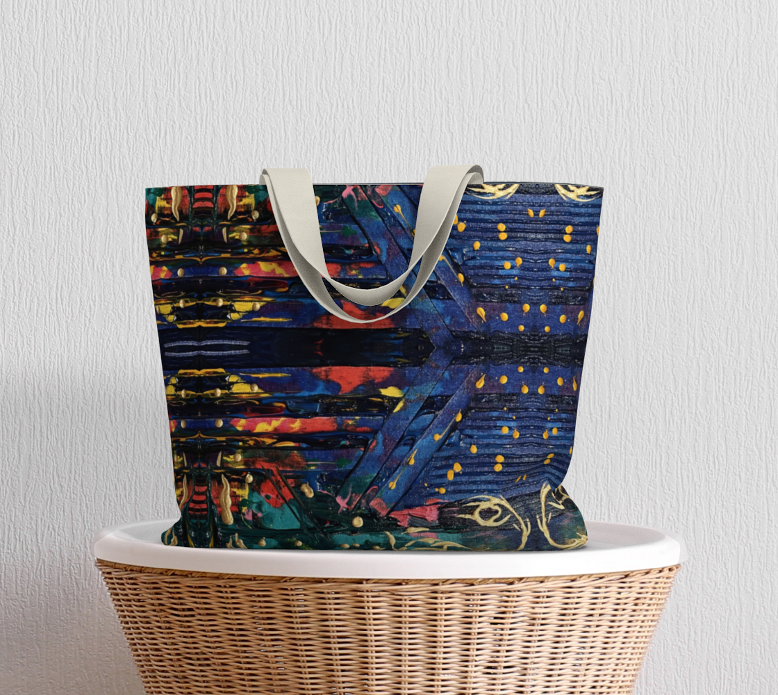 "Living Colours" Large Tote (Blue, Red, Yellow)