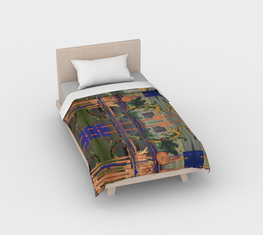 "Coming Home Again" Duvet Cover (Green, Orange, Blue)