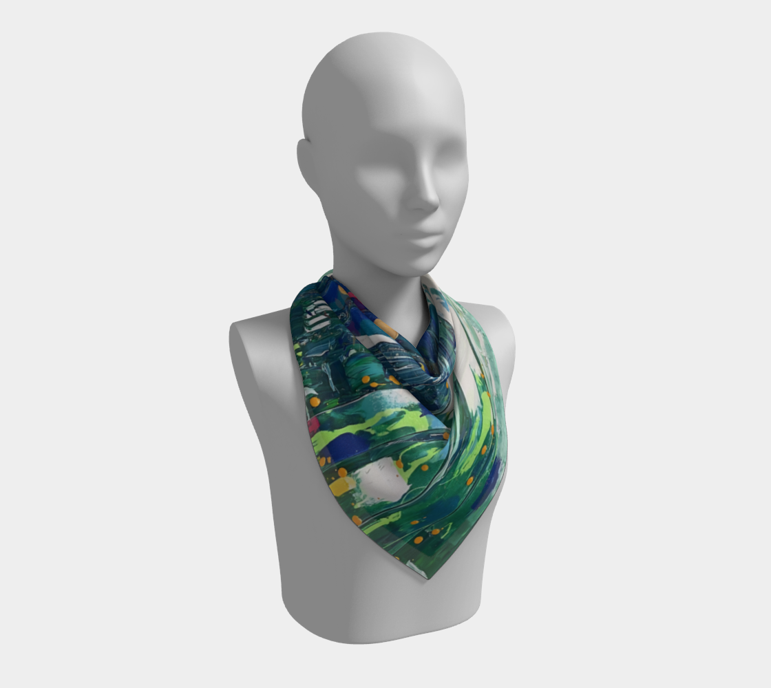 "By Monty's Marsh" Square Scarf (Green, Blue, White)