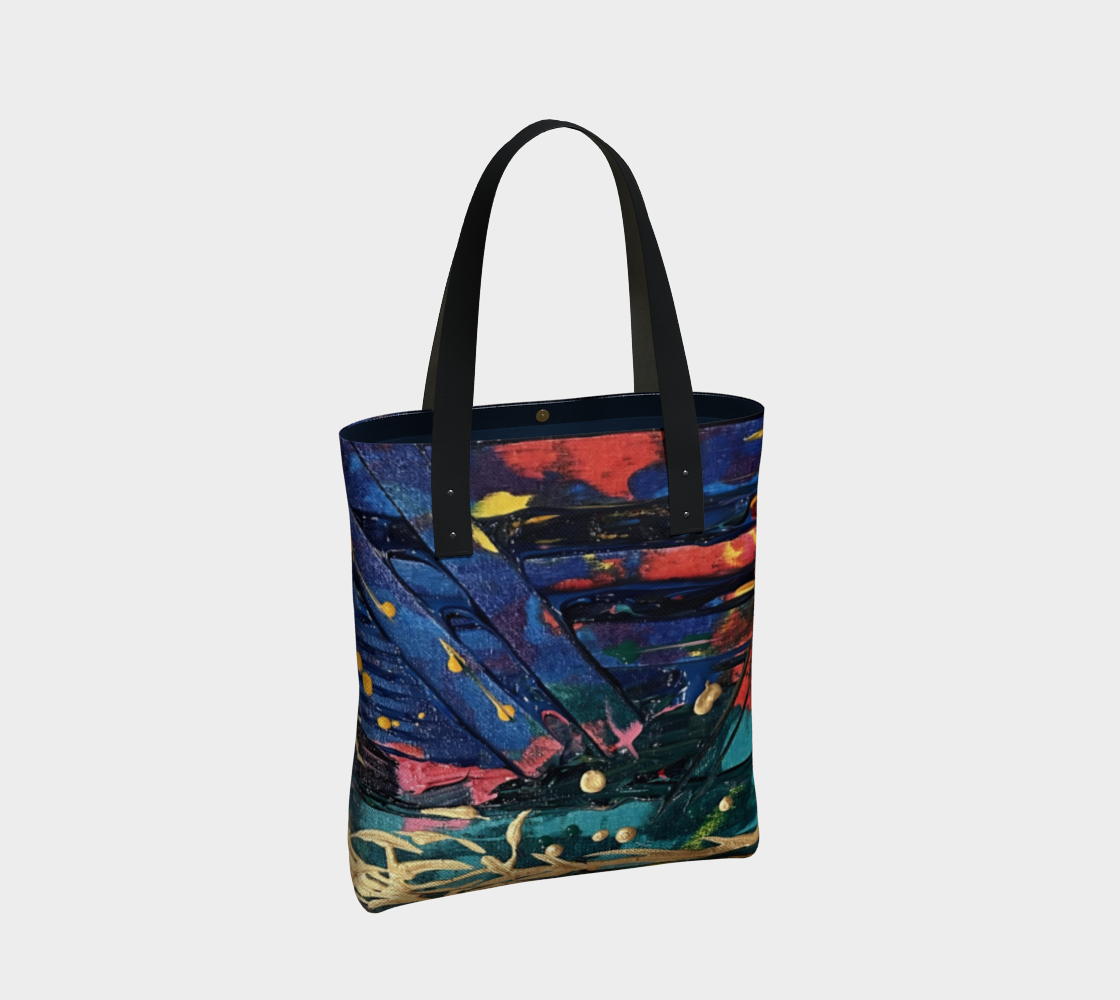 "Living Colours of Renison" Tote (Blue, Red, Green, Yellow)