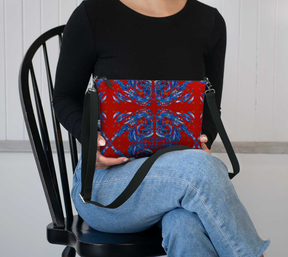 "Justice"  Vegan Leather Crossbody Purse (Red, Blue)