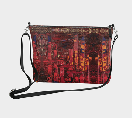 "Lenten Red" Vegan Leather Crossbody Purse (Red)